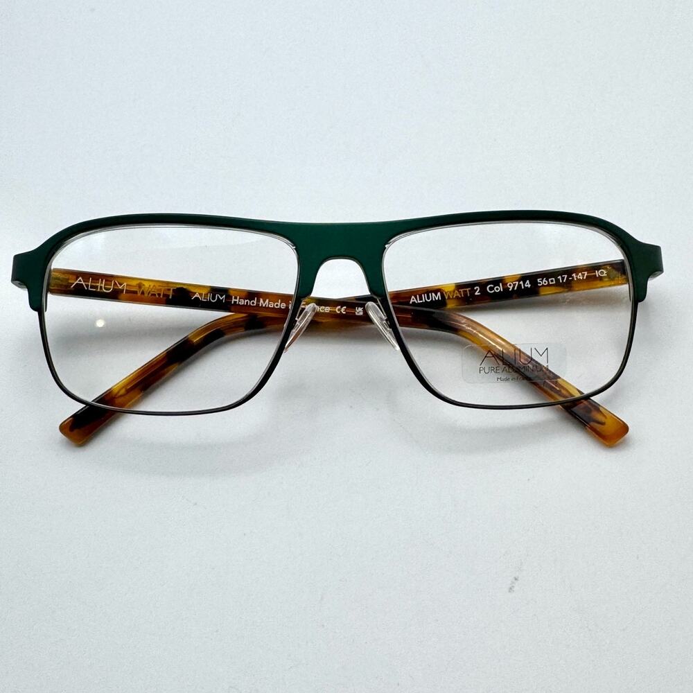 Face a Face Eyeglasses Frames Alium Watt 2 Col. 9714 Green Pilot Frame 56-17-147